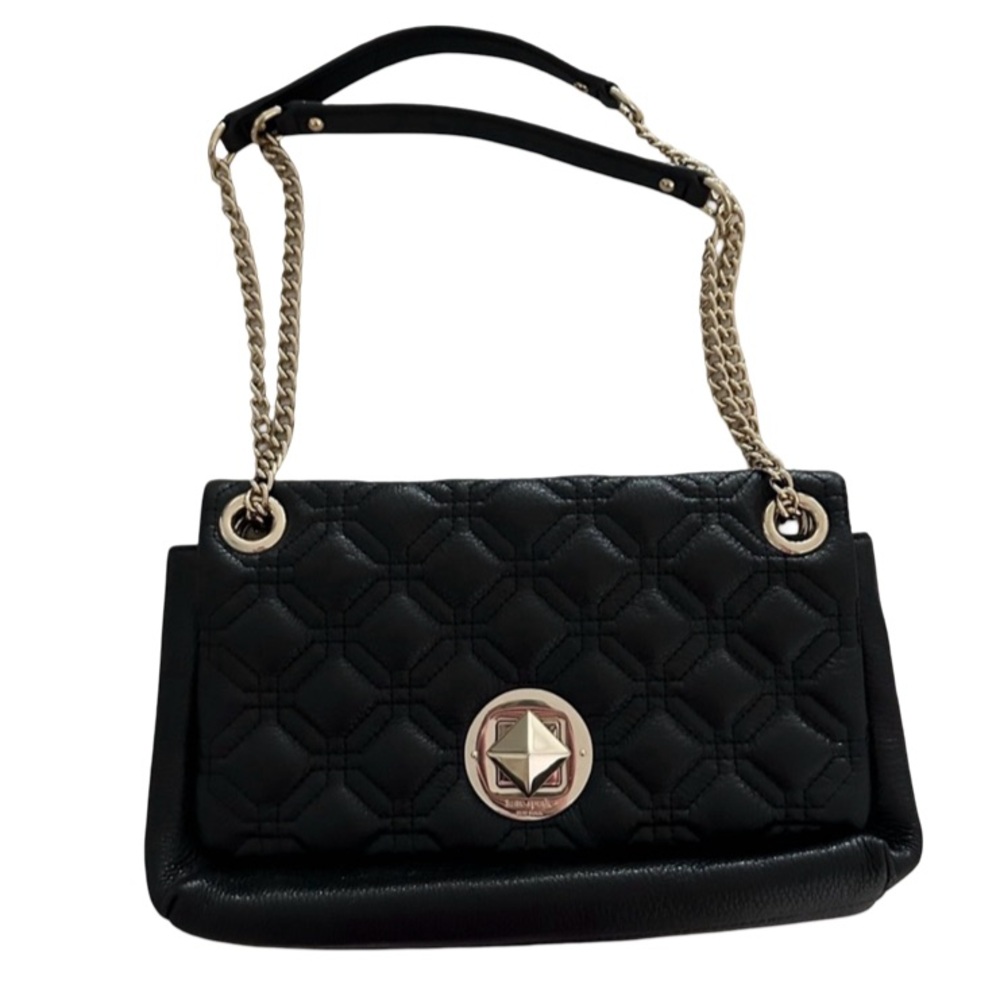Kate Spade Black NWOT Quilted Leather Bag with Gold Turnlock and Pink
